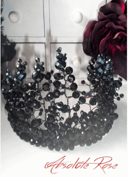 Дизайнерска корона за коса с кристали Absolute Black Rose